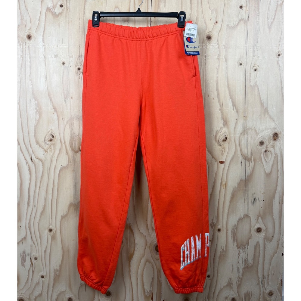 Champion Sweatpants Mens Medium Orange New Reverse Weave Graphic Joggers GF884A0